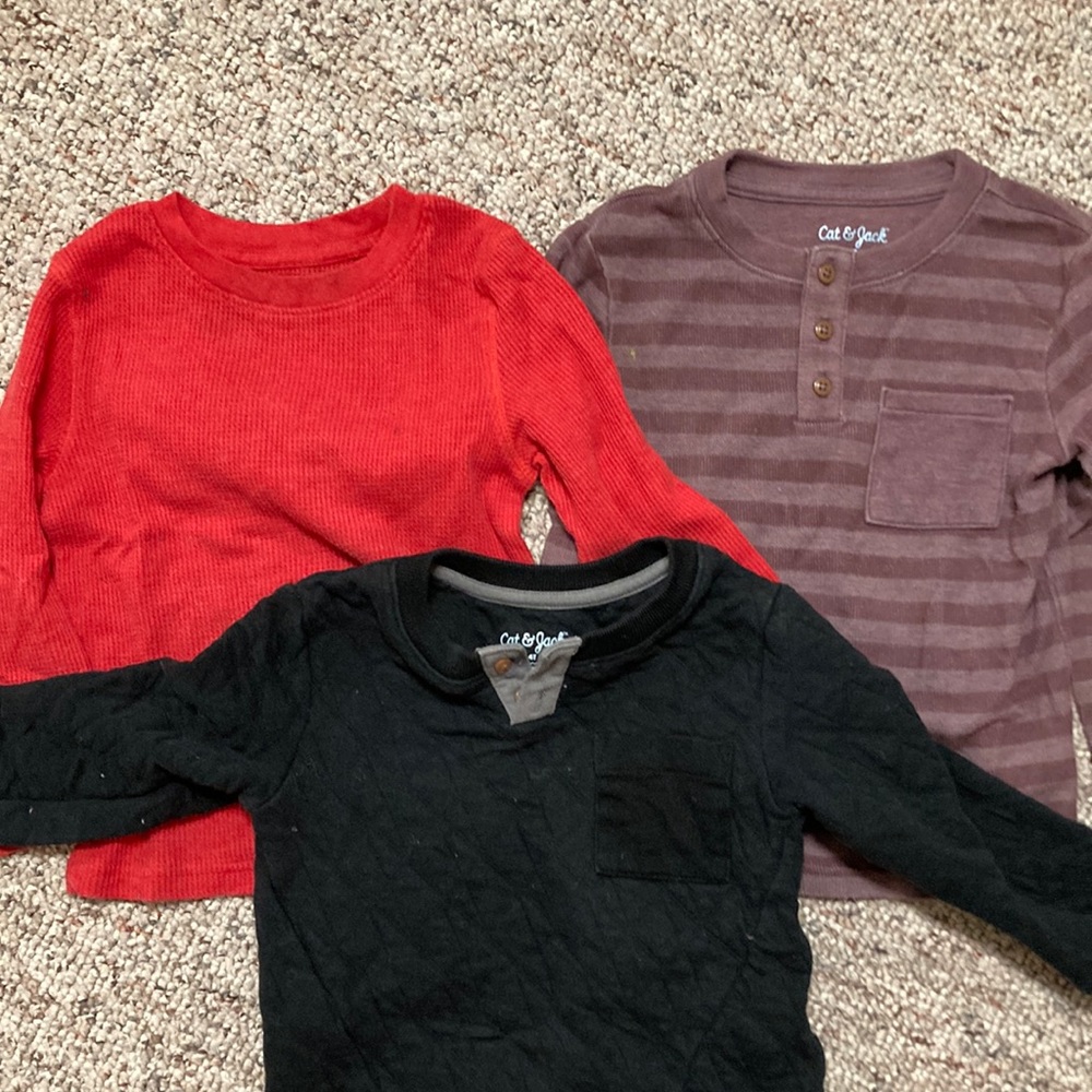 Three Cat and Jack long sleeve shirts 4T
